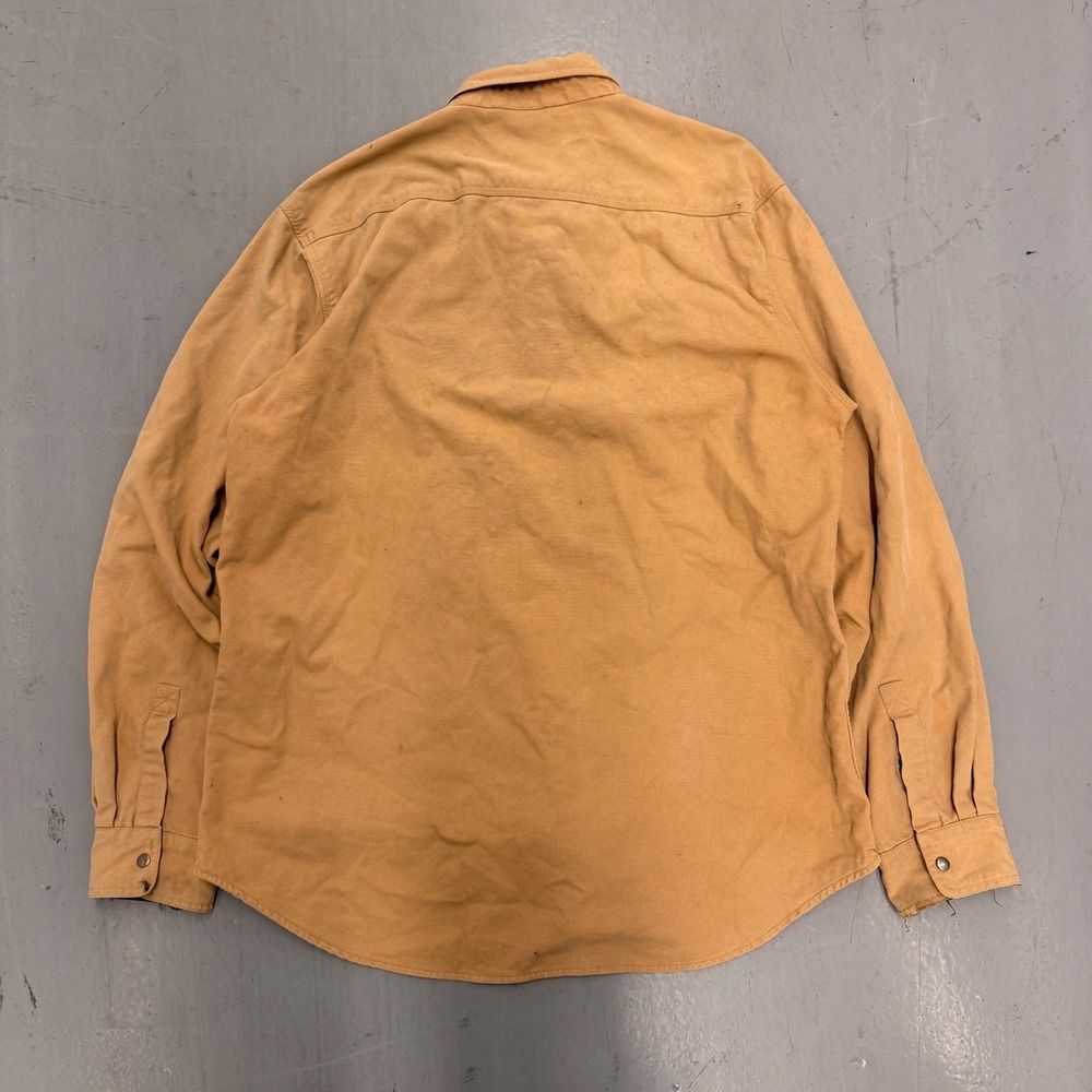 Vintage RedHead Mens Canvas Flannel Lined Shirt Jacket Tan LT Snap Workwear - Picture 3 of 11